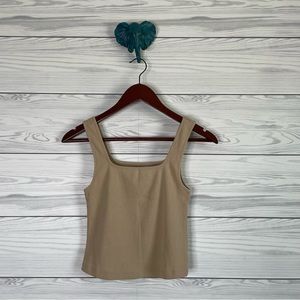 Old Navy Crop Length Square Neck Ribbed Knit Tan Beige Tank Top Womens Small